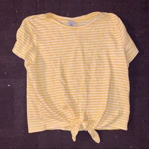 Yellow and White Striped Tie Top